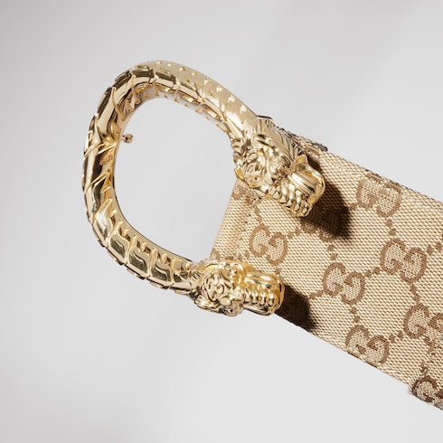 Dionysus wide belt - sand and brown GG canvas