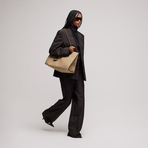 Gucci Londra large tote bag - sand and brown GG canvas