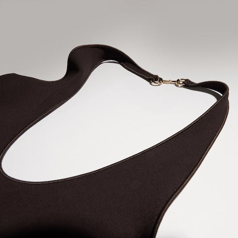 Viscose crêpe jersey dress with Horsebit - dark brown