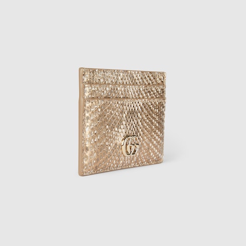 GG Marmont python card case - metallic gold