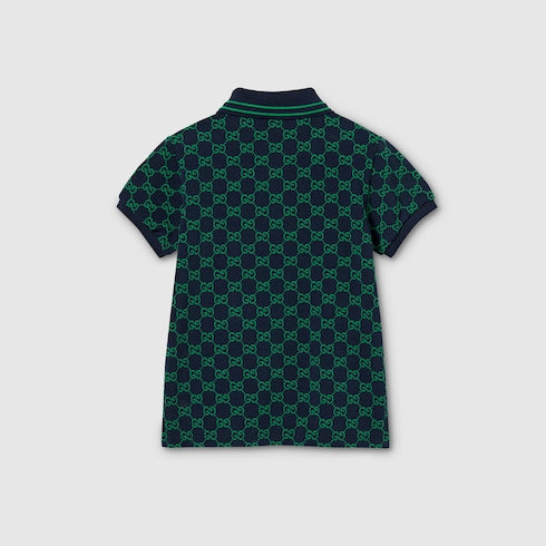 Children's GG cotton polo shirt - navy and green