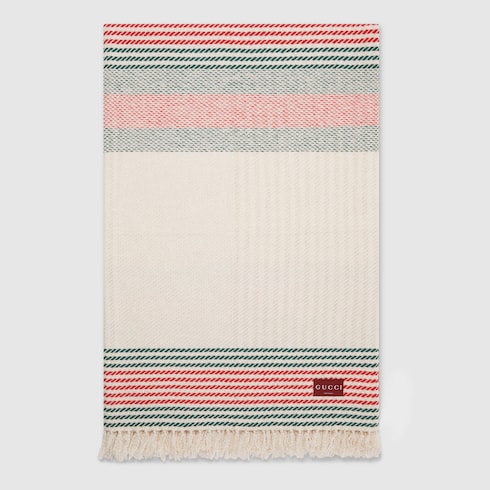 Cashmere jacquard blanket with Web - white