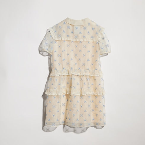 Children's embroidered silk dress - off white