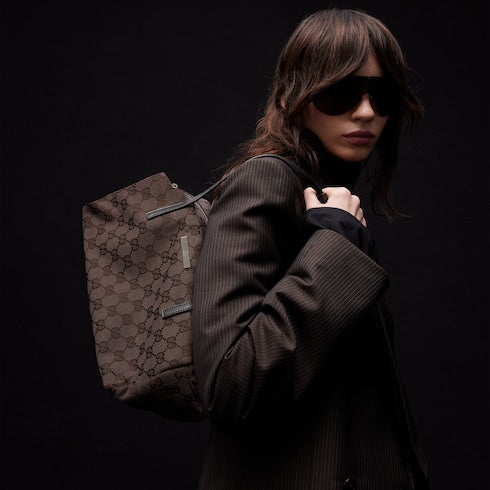 Gucci Melrose medium boston bag - dark brown GG canvas