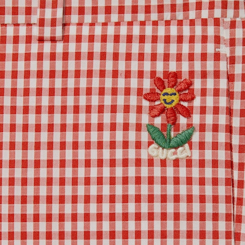 Children's gingham cotton shorts - red and white