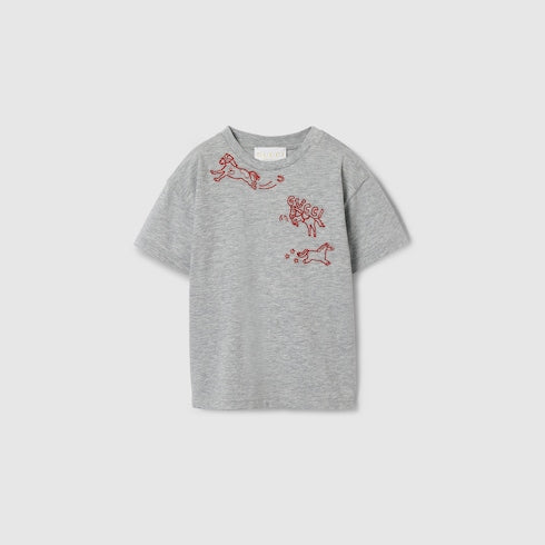 Baby cotton T-shirt with print - light grey