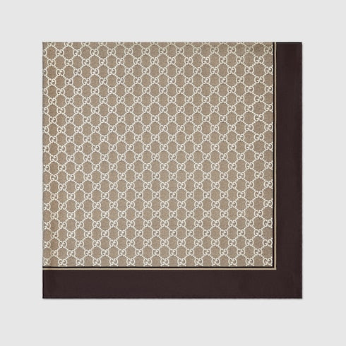 Laminated printed silk twill carré - brown
