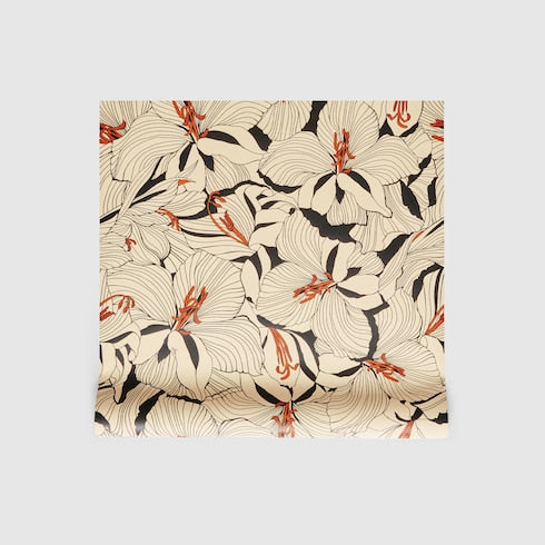 Lillies wallpaper - ivory and black
