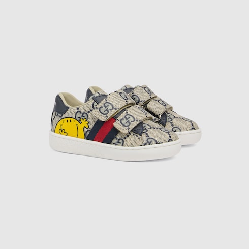 Toddler Gucci Ace sneakers - beige and blue GG Supreme