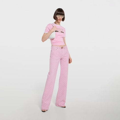 Reversible thin belt - pink and taupe leather