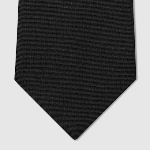 Silk jacquard tie - black