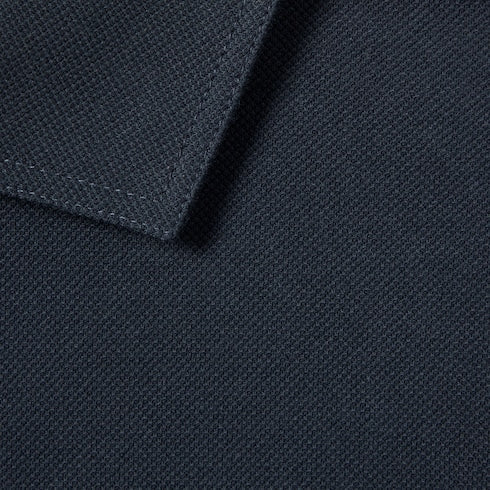 Cotton piquet polo shirt with embroidery - dark blue