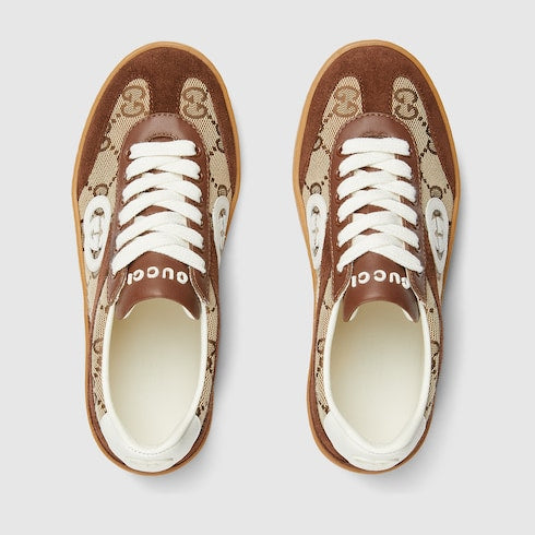 Children's G74 sneaker - beige and dark brown canvas