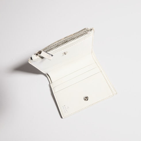 Small perforated GG wallet - white GG leather