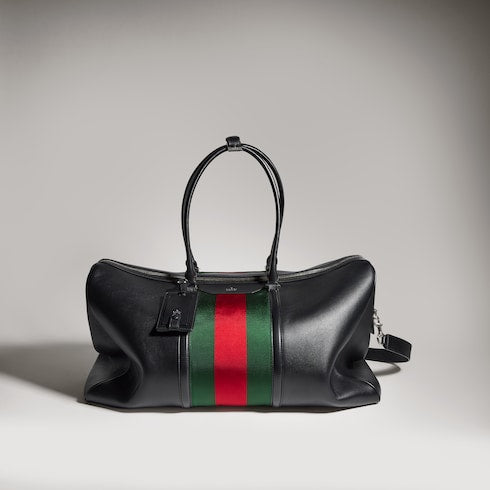 Mega Web Trademark large duffle bag - black leather