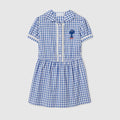 Children's gingham cotton dress - light blue and white
