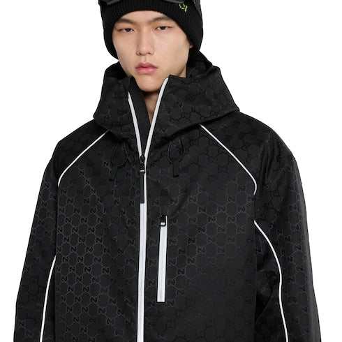GG technical fabric jacquard jacket - black