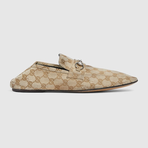 Men's worn-out effect Ragazzo loafer - sand GG canvas