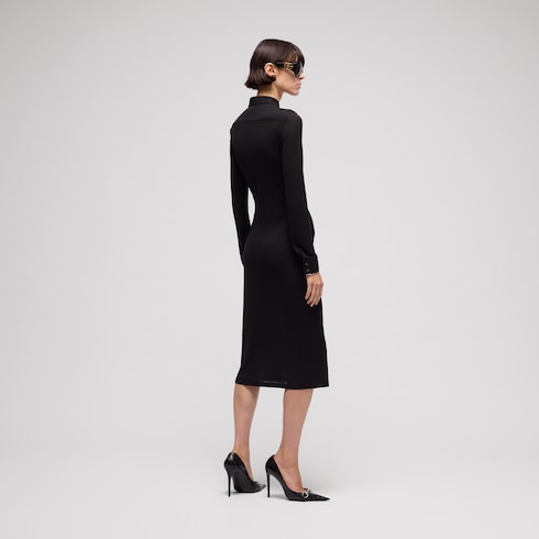 Viscose crêpe jersey dress - black
