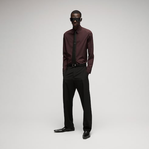 Belt with square buckle - black leather