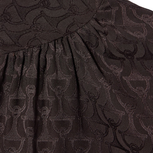Horsebit silk jacquard dress - dark brown