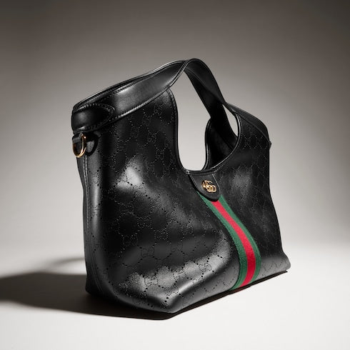 Gucci Giglio small tote bag - black GG leather