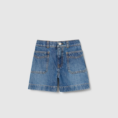 Children's bleached denim shorts - blue