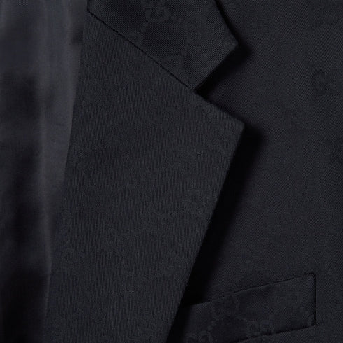 GG cotton gabardine jacquard jacket - dark blue