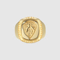 Gucci crest signet ring - gold-toned brass