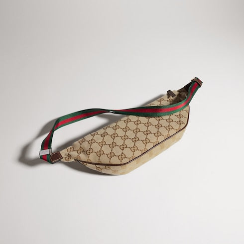 Flatpack small belt bag - sand and brown GG canvas