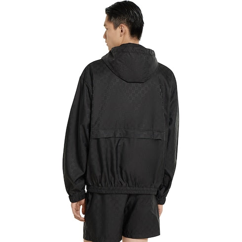 GG nylon jacquard zip jacket - black