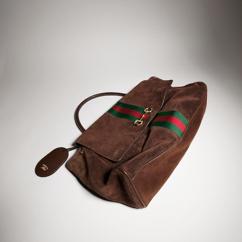 Paparazzo large top handle bag - dark brown suede