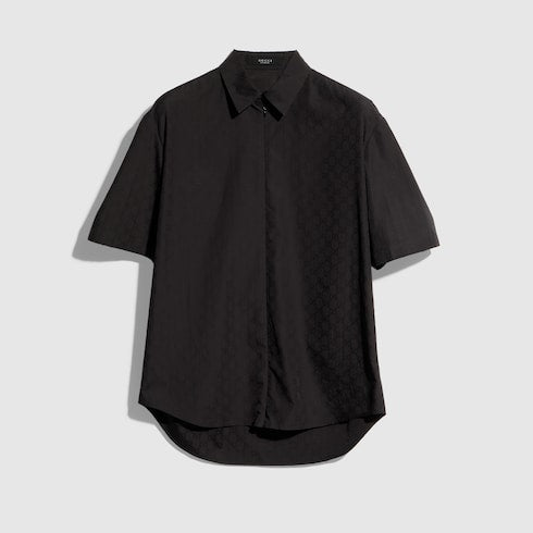 GG cotton poplin zip shirt - dark grey