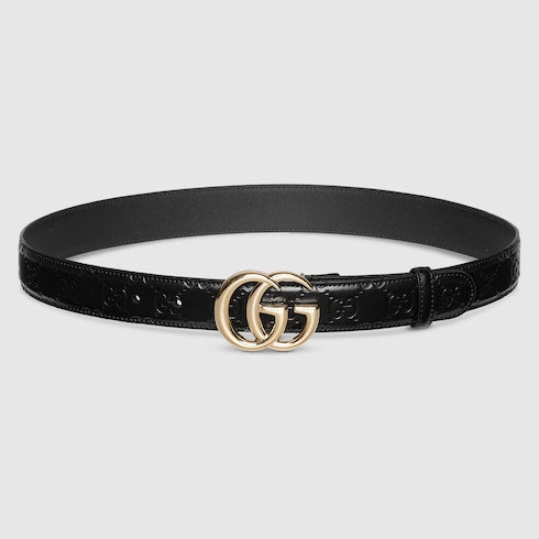 GG Marmont thin belt - black leather