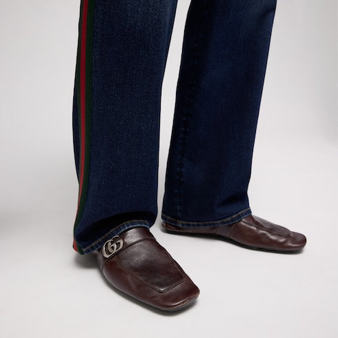 Men's driver with Double G - dark brown leather