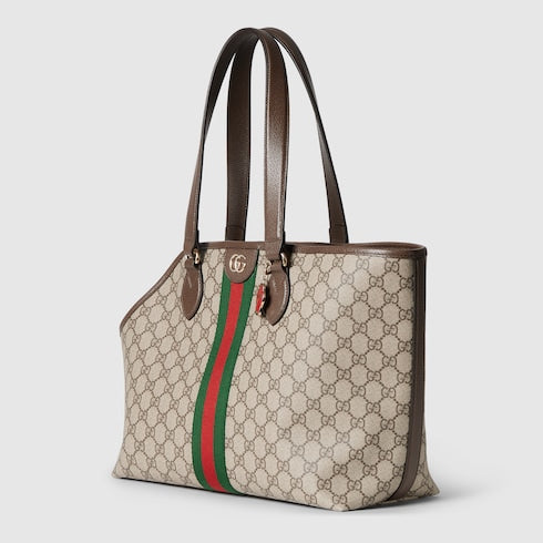 GG Monogram small pet tote bag - beige and dark brown fabric