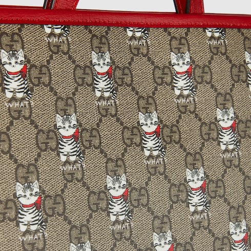 Children's printed GG tote bag - beige Supreme