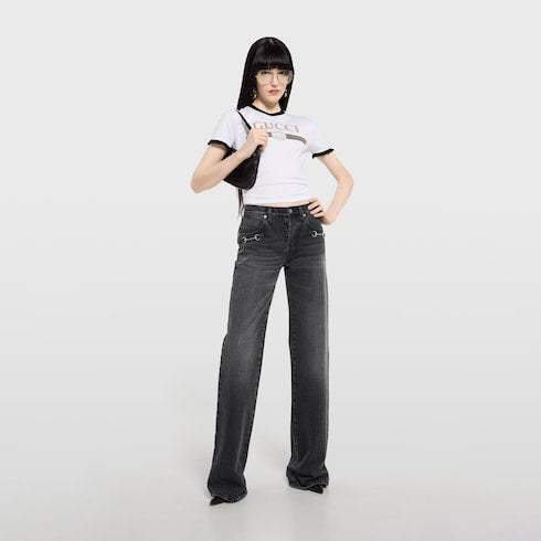 Cotton jersey T-shirt with print - white