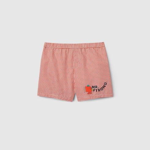 Baby printed nylon swim shorts - red and white