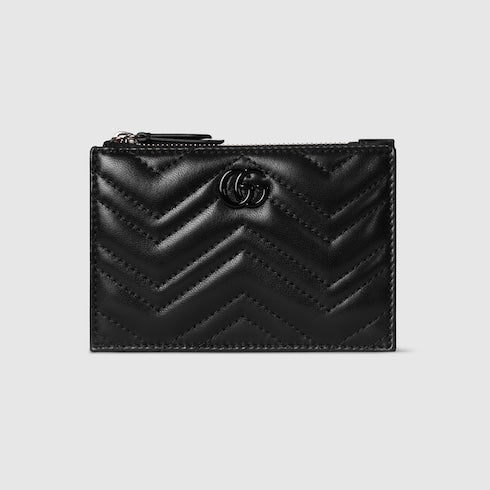 GG Marmont zip key pouch - black leather