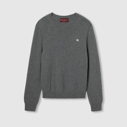 Embroidered wool cashmere sweater - grey