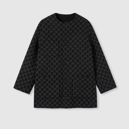 Reversible wool silk jacket - black and grey