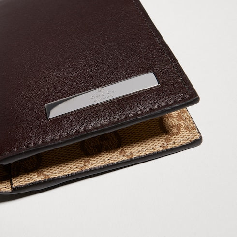 Card case with metal tag - dark brown leather