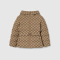 Children's GG canvas padded jacket - camel and dark brown