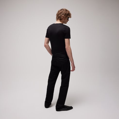 Cotton denim pants - black