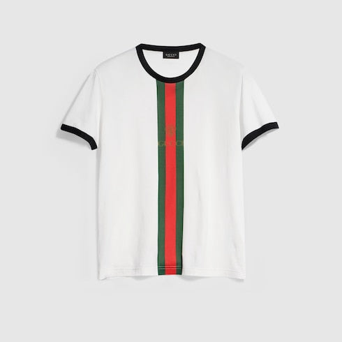 Cotton jersey T-shirt with print - white
