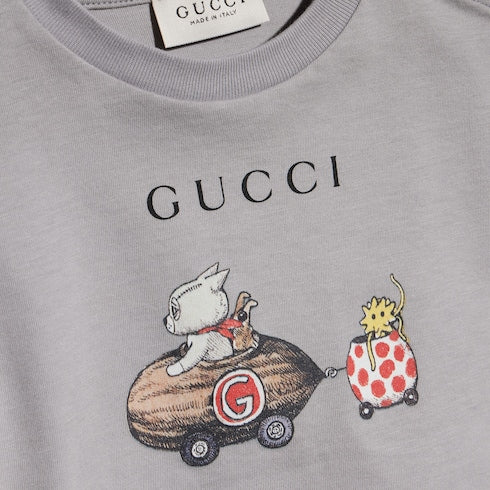 Baby cotton T-shirt with print - grey