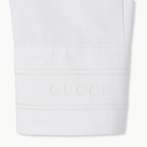 Cotton poplin shirt with embroidery - white