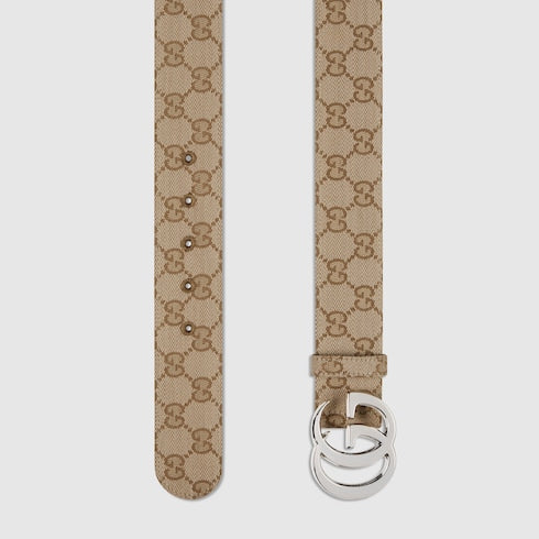 Flat Marmont belt - sand GG canvas
