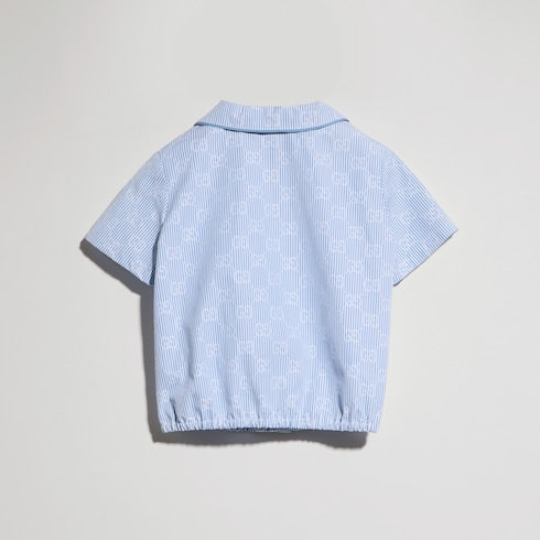 Baby GG striped poplin shirt - white and light blue